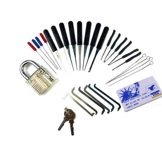 Locksmith Lock Pick Set w/ Transparent Paddlock